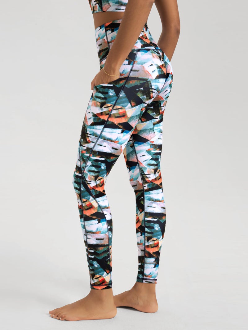 ODODOS Women's High Waisted Full Length Yoga Leggings with Pockets, 28" Inseam Tummy Control Non See Through Workout Athletic Running Yoga Pants, FineArt, Small - Image 3